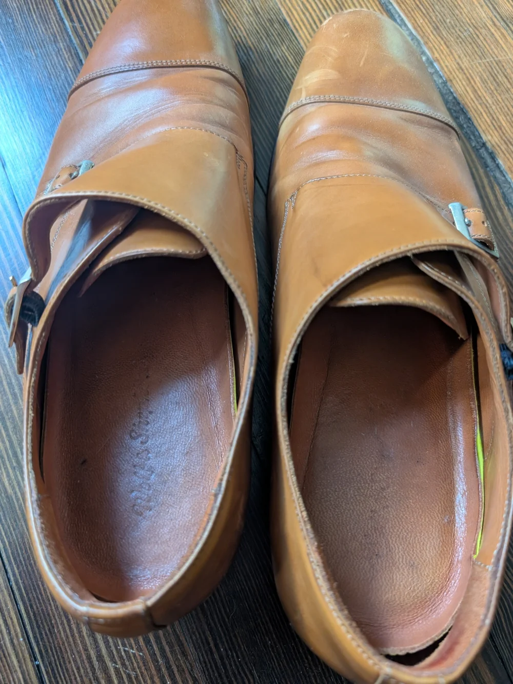 Wolf & Shepherd Men's Size 11 Tan Leather Double Monk Strap Shoes